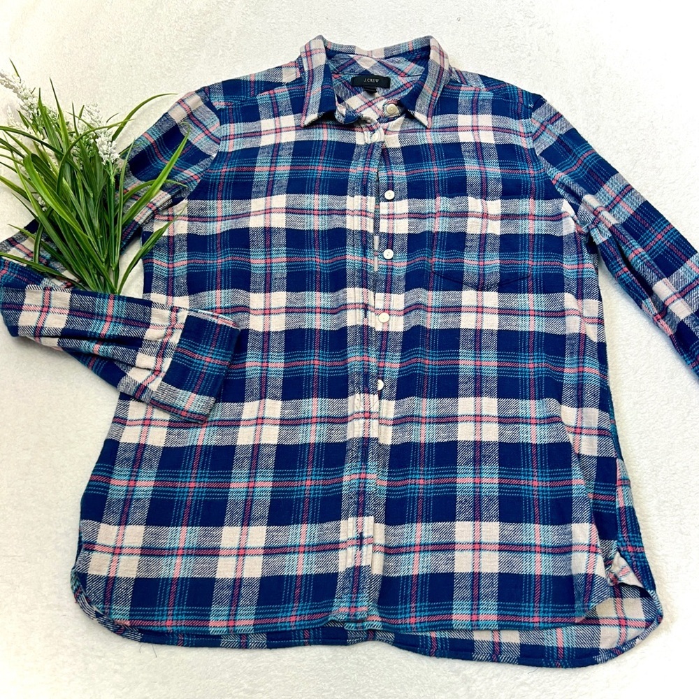 J. Crew Plaid Flannel Button Down Top - Size 10